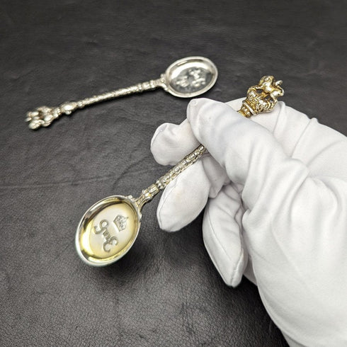 1937 British Vintage Sterling Silver (925 Silver) George VI Coronation Spoon Pair Barnard & Sons